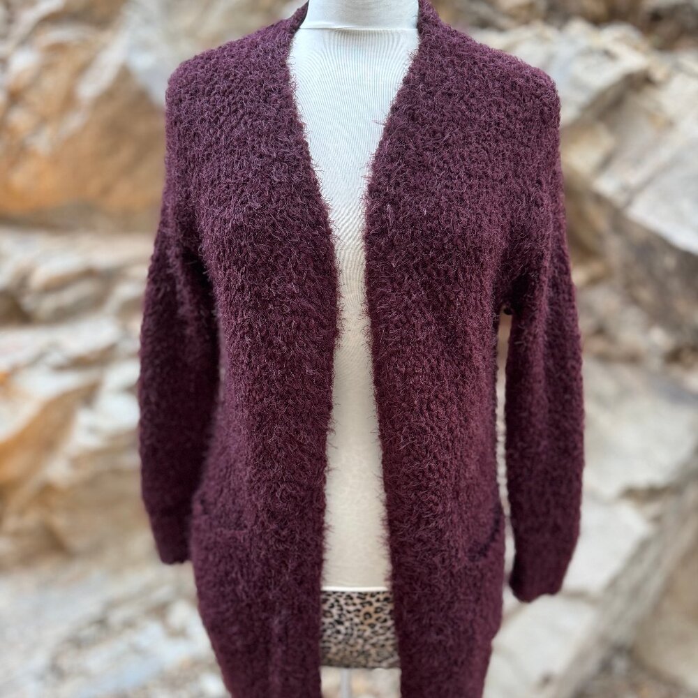 Love Tree Boucle Cardigan in Burgundy Size Small NWT